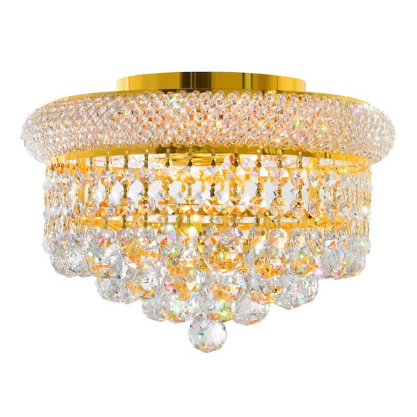 CWI Lighting Empire 3 Light Flush Mount With Gold Finish