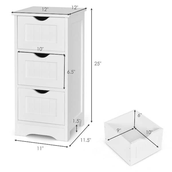 Costway Bathroom Floor Storage Cabinet Free Standing 4 Drawers White