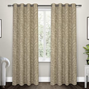 Kilberry Natural Nature Woven Room Darkening Grommet Top Curtain, 52 in. W x 84 in. L (Set of 2)