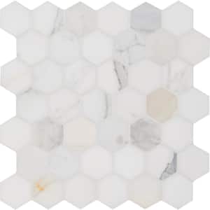 Calacatta Gold Hexagon 12 in. x 11.75 in. Polished Marble Floor and Wall Tile (10 sq. ft./Case)