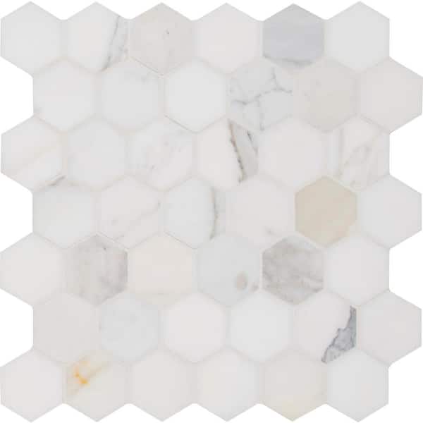 Calacatta Gold Hexagon 12 in. x 11.75 in. Polished Marble Floor and Wall Tile (10 sq. ft./Case)