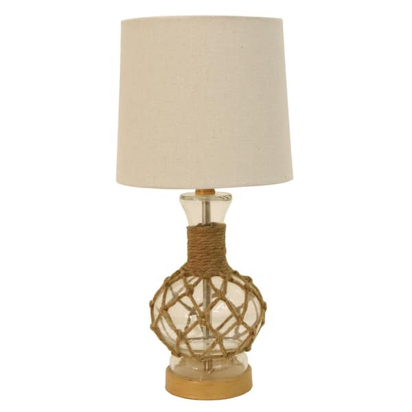 Decor Therapy Coastal Rope 19.25 in. Clear Table Lamp with Shade