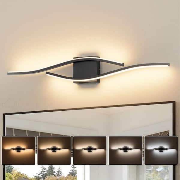 31.5 in. 1-Light Black LED Bathroom Vanity Light Bar with Dimmable and 5-CCT Adjustable Switch