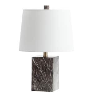 Brett 20 in. Brown Marble Table Lamp with White Shade