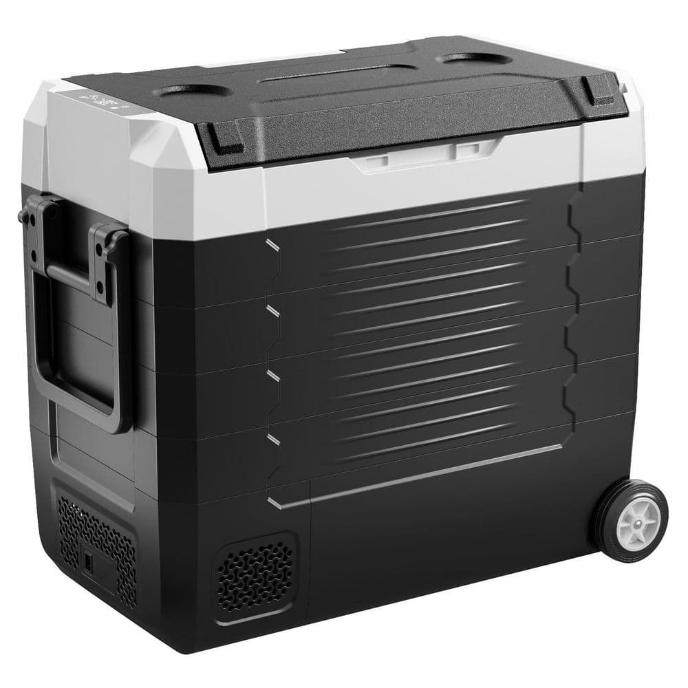 Car Refrigerator Fridge 58 qt./55 L Dual Zone Portable Freezer in Grey Wheels AC Compressor Cooler Outdoor Camping