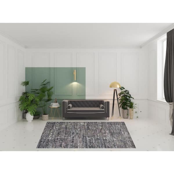 8 ft. x 10 ft. Blue and Gray Abstract Area Rug