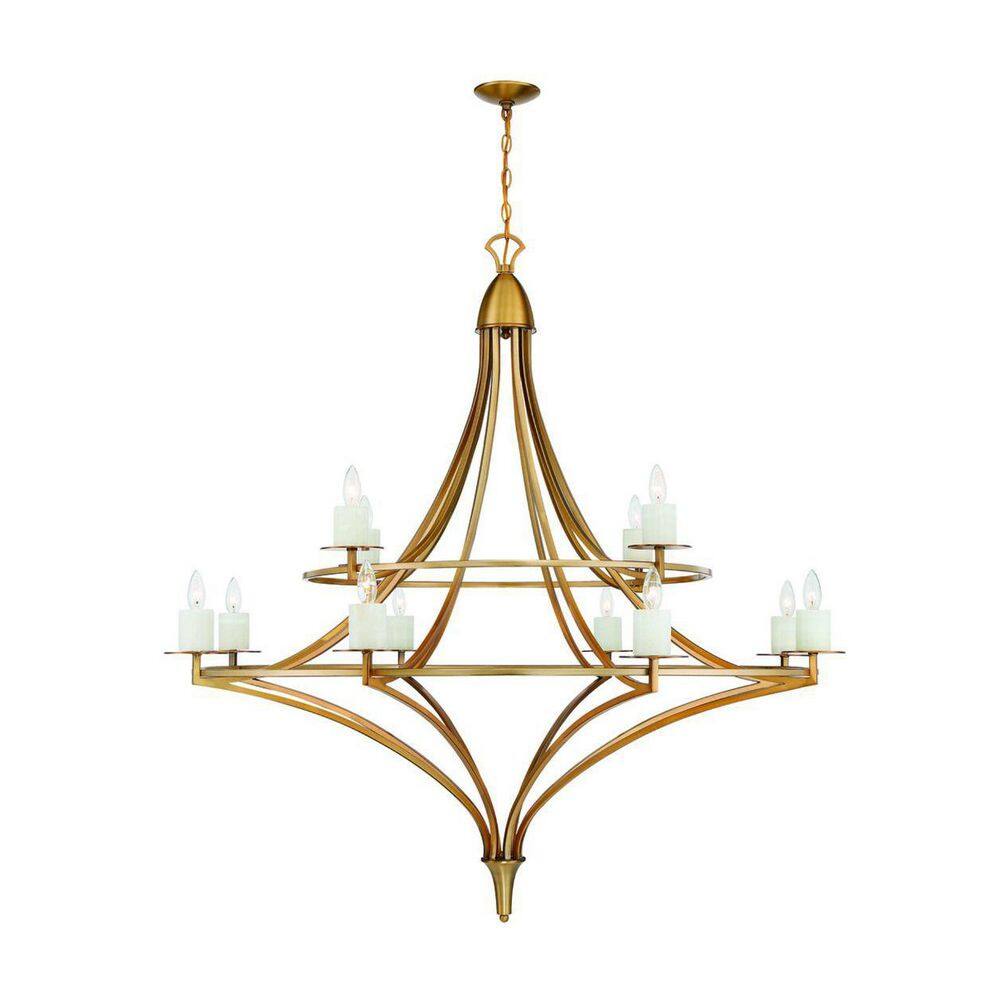 Savoy House Director 50 in. W x 50 in. H 12Light Warm Brass Chandelier with Genuine Stone