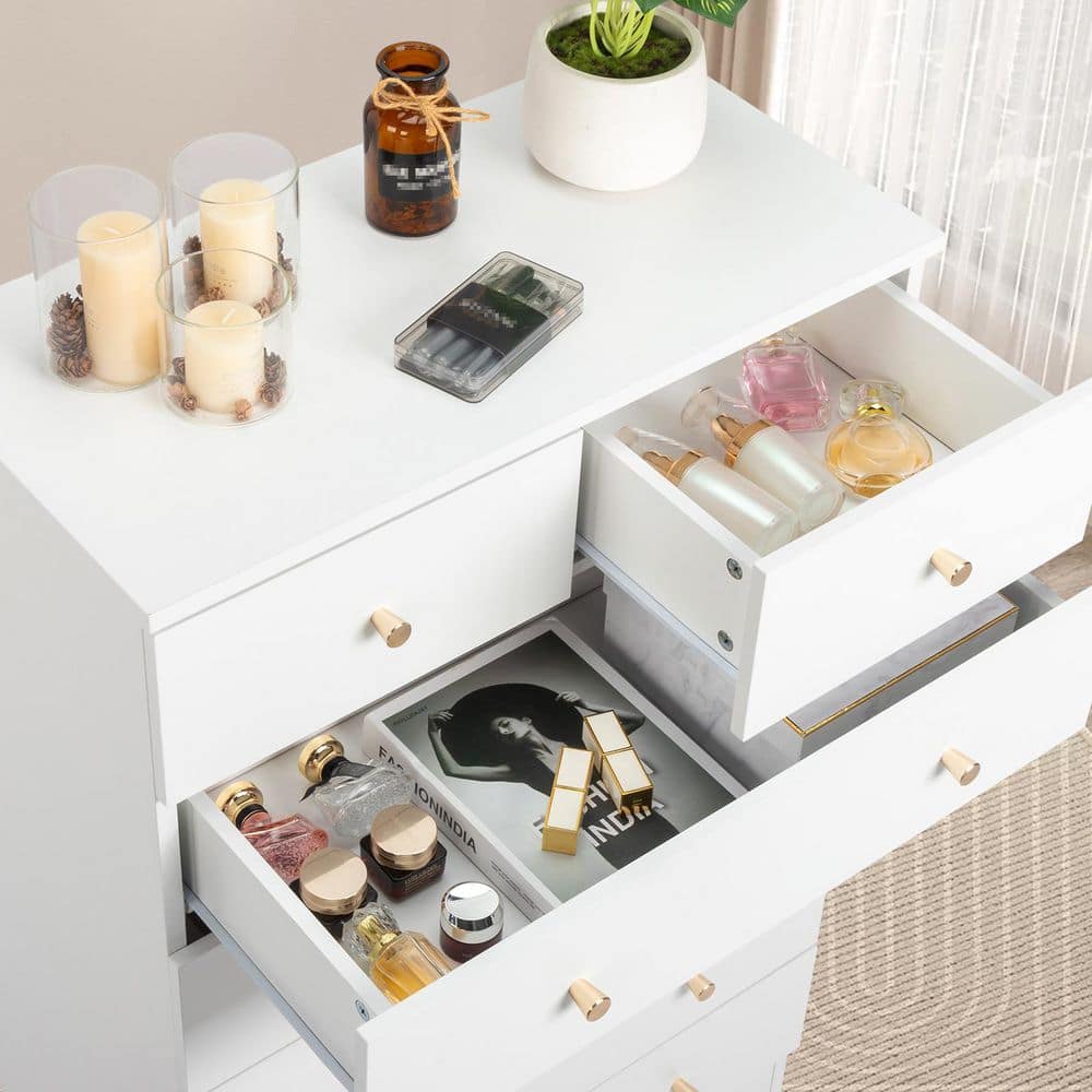 White 6-Drawer 25. 98 in. Wide Chest of Drawers - thumbnail 4