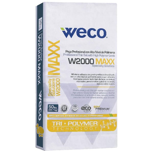 WECO W-2000 MAXX Gray 50 lb. Fast-dry Powder Mortar for Indoor/Outdoor Floor and Wall Tile