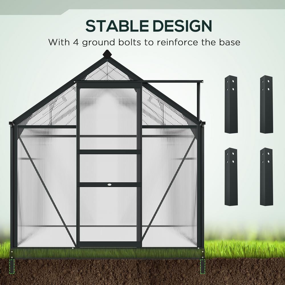 Large Black Aluminum Frame Walk-In Greenhouse
