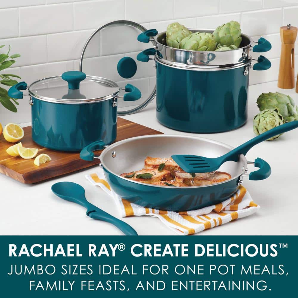 Teal Shimmer 8-Piece Aluminum Nonstick Cookware Set