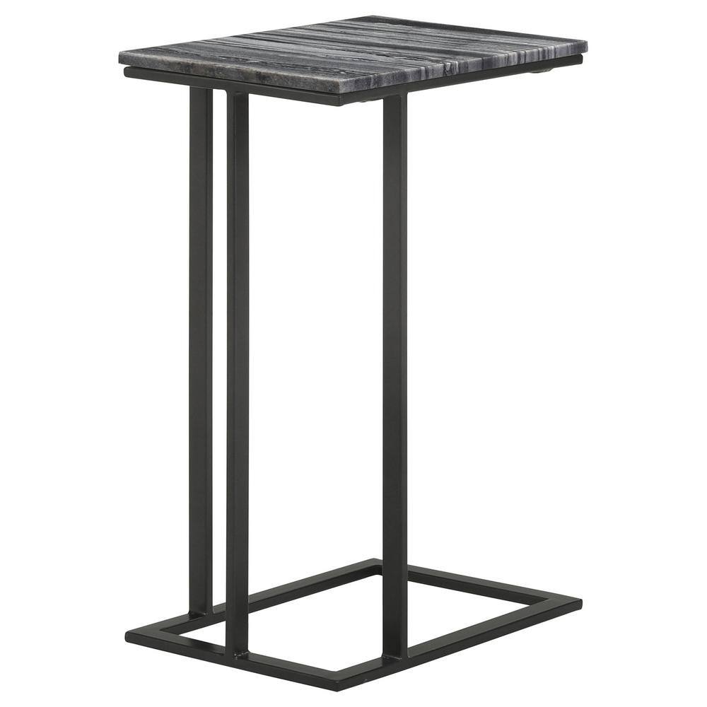 Vicente Black and Gray Marble Top Accent Table with Storage