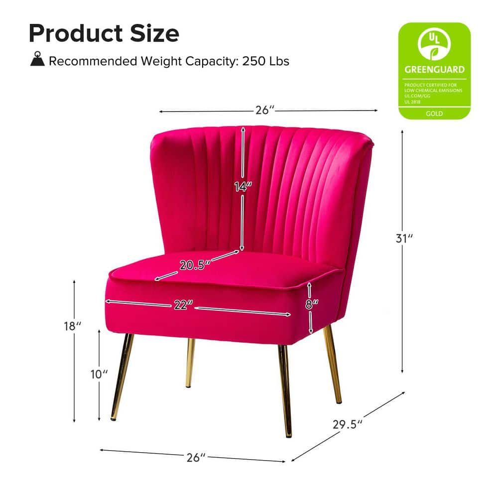 Fuchsia Velvet Accent Chair with Gold Legs