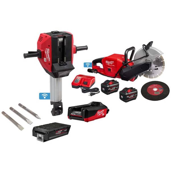 MX FUEL Li-Ion Cordless 1-1/8 in. Breaker Kit with M18 FUEL ONE-KEY 18-Volt Li-Ion Brushless 9 in. Cut Off Saw Kit