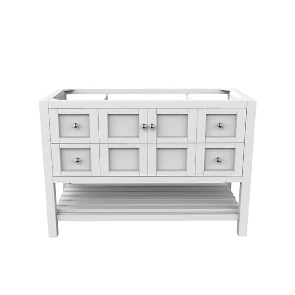 castellousa Alicia 47.25 in. W x 21.75 in. D x 32.75 in. H Bath Vanity Cabinet without Top in Matte White with Chrome Knobs