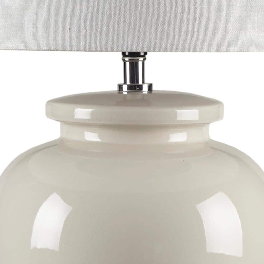 Cream Ceramic Table Lamp with White Drum Shade