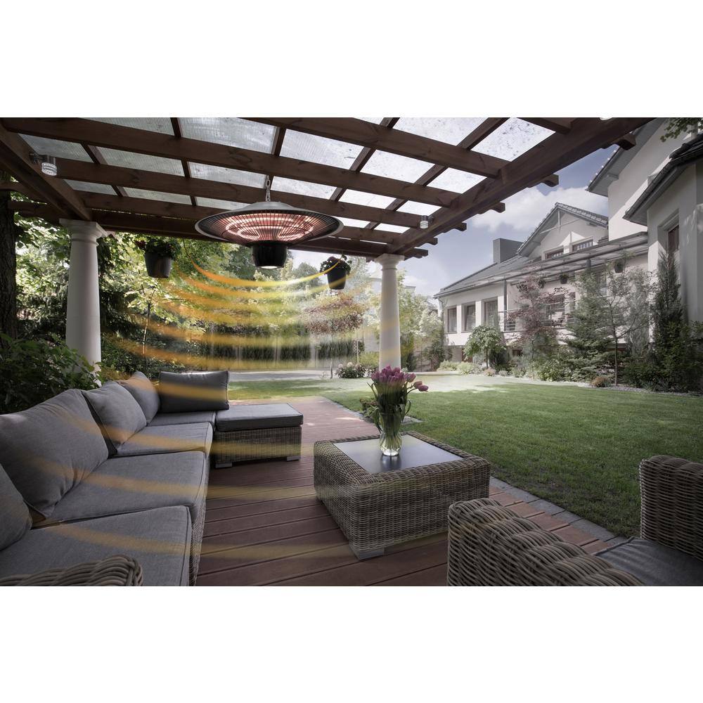 Silver Infrared Electric Hanging Outdoor Heater with Remote