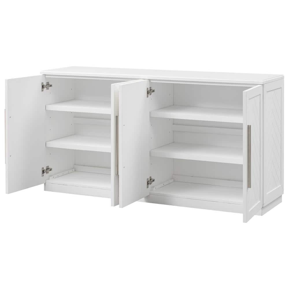 60 in. W x 16 in. D x 32 in. H Bathroom White Linen Cabinet