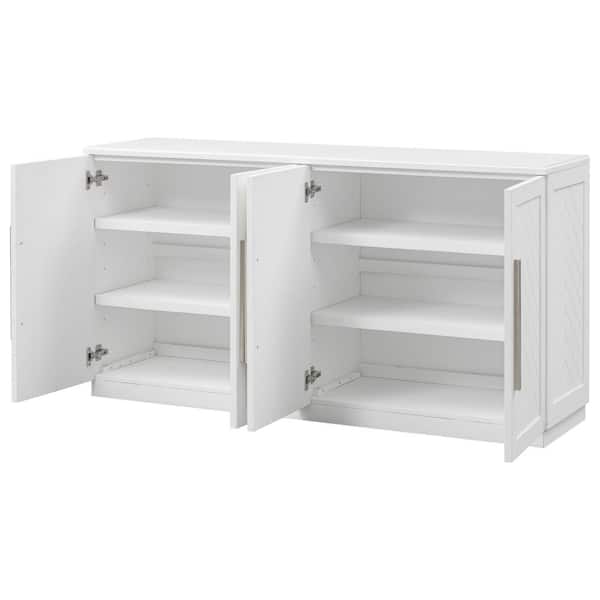 60 in. W x 16 in. D x 32 in. H Bathroom White Linen Cabinet