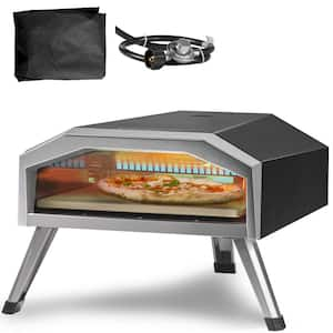 Portable Pizza Oven, 13 in. Propane Powered Outdoor Pizza Oven with Pizza Stone in Black, CSA Certified