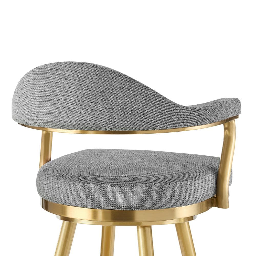 Justin 26" Gray Swivel Counter Stool with Gold Metal Frame