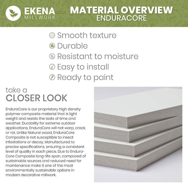 Ekena Millwork EnduraCore Kyoto Modern Style 18-in W x 40-in H