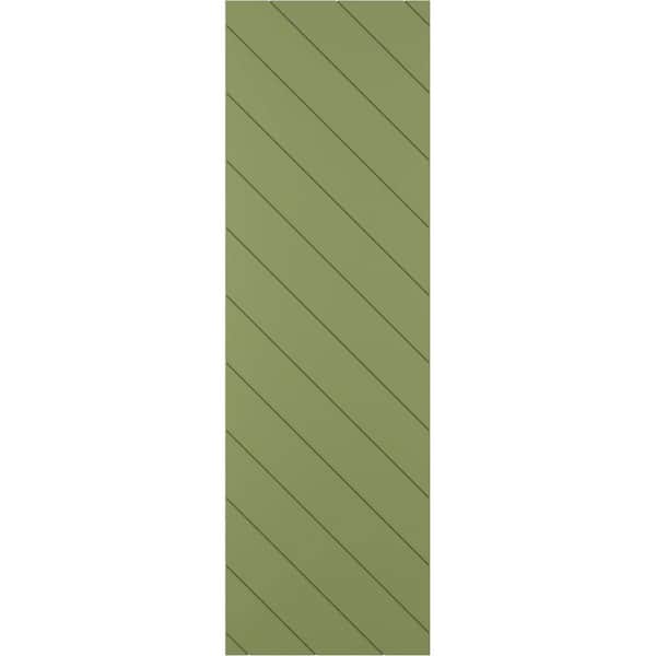 Ekena Millwork 15 in. W x 38 in. H True Fit PVC Diagonal Slat Modern Style Fixed Mount Board and Batten Shutters Moss Green