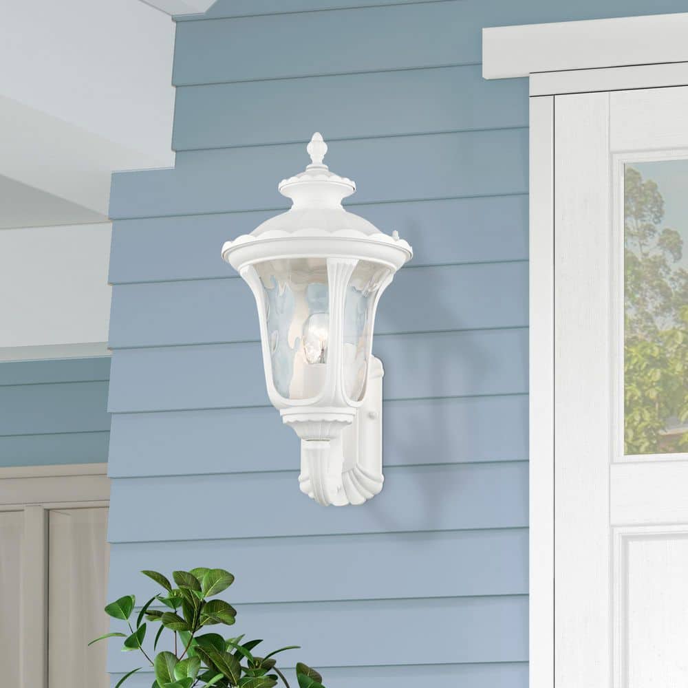 Oxford White Aluminum Outdoor Wall Sconce with Bell Shade