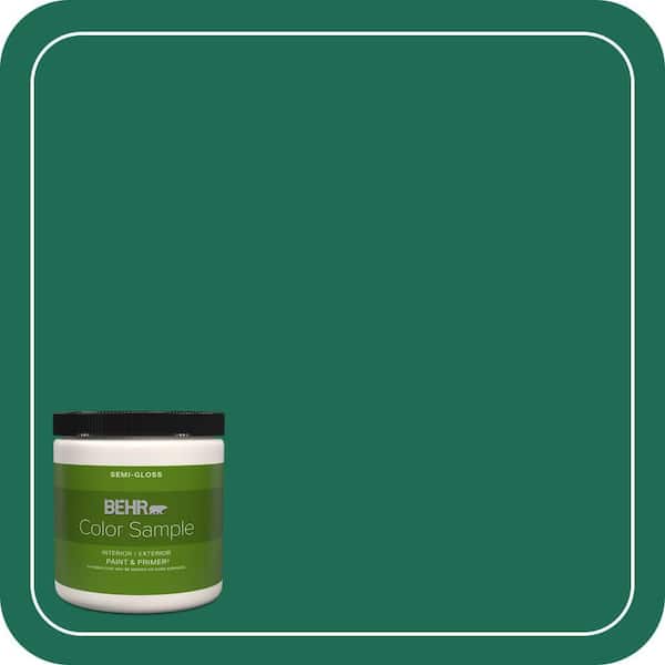 BEHR PREMIUM PLUS 8 oz. #P430-7 Sparkling Emerald Semi-Gloss Interior/Exterior Paint & Primer Color Sample