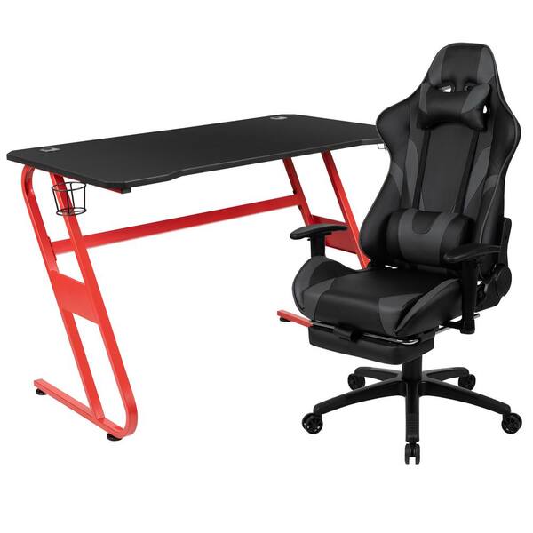 Carnegy Avenue 51.5 in. Red Gaming Desk and Chair Set CGANAN485625GR