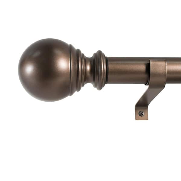 Decopolitan Ball 18 in. - 36 in. Adjustable Curtain Rod 1 in. in Bronze with Finial