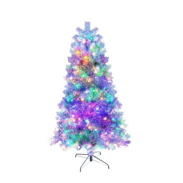 Sliver 6 ft. Pre-Lit Artificial Christmas Tree with 800 Branch Tips 300 LED Lights 11 Lighting Modes for Indoor Outdoor