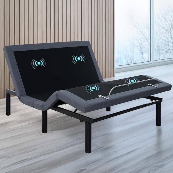 Gray 16 in. H Queen Adjustable Bed Frame with 3-Mode Head and Foot Massage, Timer, Wireless Remote Control