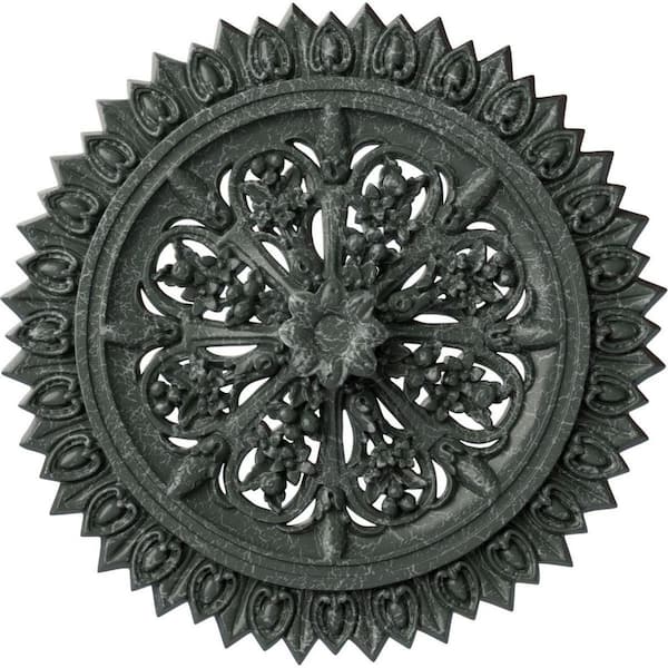 Ekena Millwork 3-1/4" x 24-3/4" x 24-3/4" Polyurethane Lariah Ceiling Medallion, Athenian Green Crackle