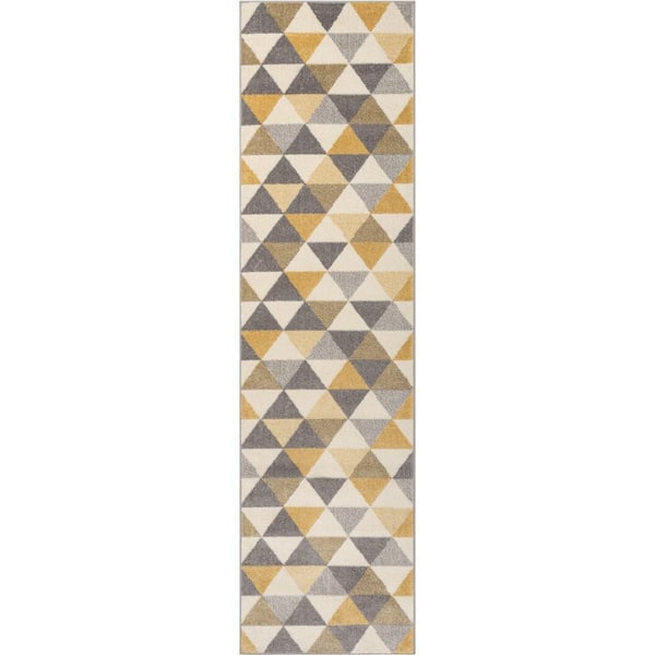 Mystic Alvin Gold Mid-Century Modern Geometric 2 ft. 7 in. x 9 ft. 10 in. Runner Rug