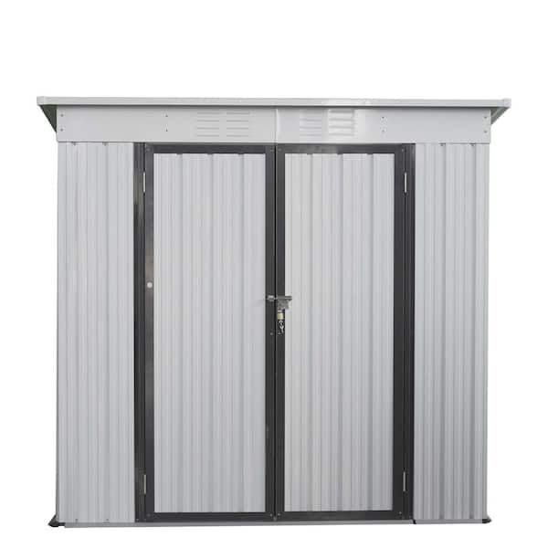 Unbranded 6 ft. W. x 4 ft. D Galvanized Double Door Metal Shed 24 Sq. Ft Outdoor Storage Tool Shed for Garden/Backyard, White