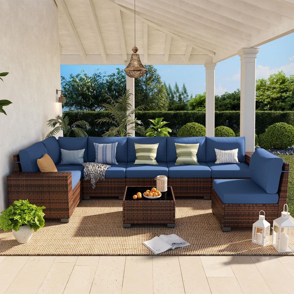 All-Weather 7-Piece PE Wicker Conversation Set with Glass Table price history on PriceWatchPro