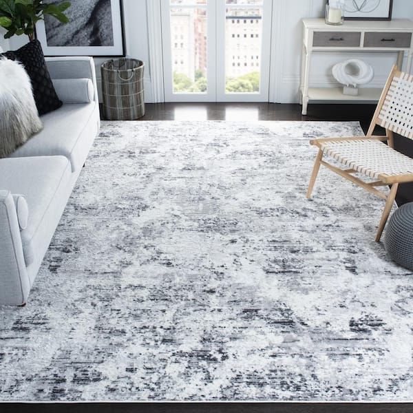 Amelia 11 ft. x 15 ft. Gray/Ivory Distressed Abstract Area Rug