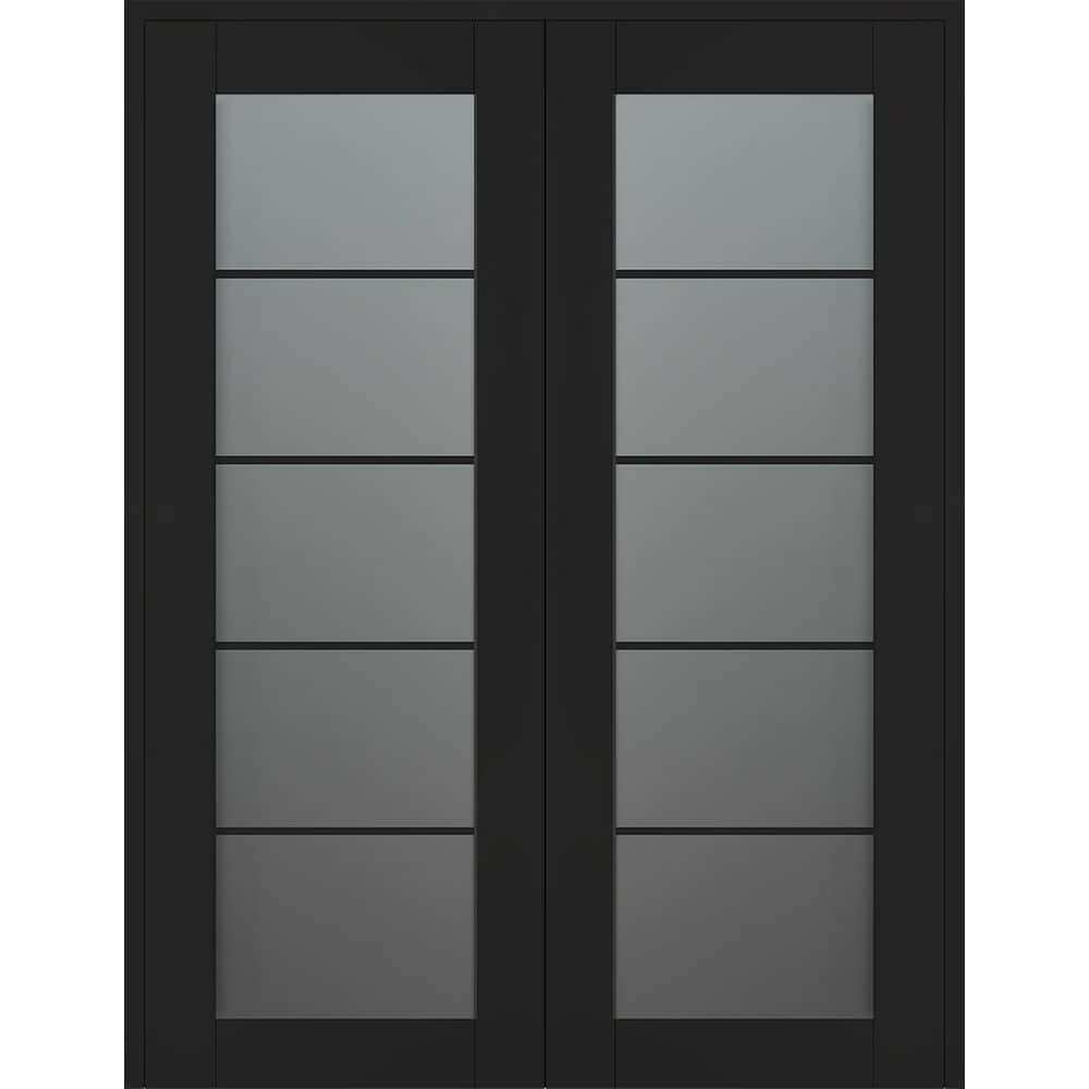 Avon 5 Lite N 72 in. x 84 in. Both Active 5-Lite Frosted Glass Black Matte Wood Composite Double Prehung French Door price history on PriceWatchPro