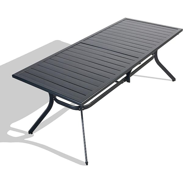 PURPLE LEAF 76.8 in. x 33.5 in. Aluminum Rectangle Table Outdoor with Height Adjustable Feet for Garden Porch Deck (1-Piece)