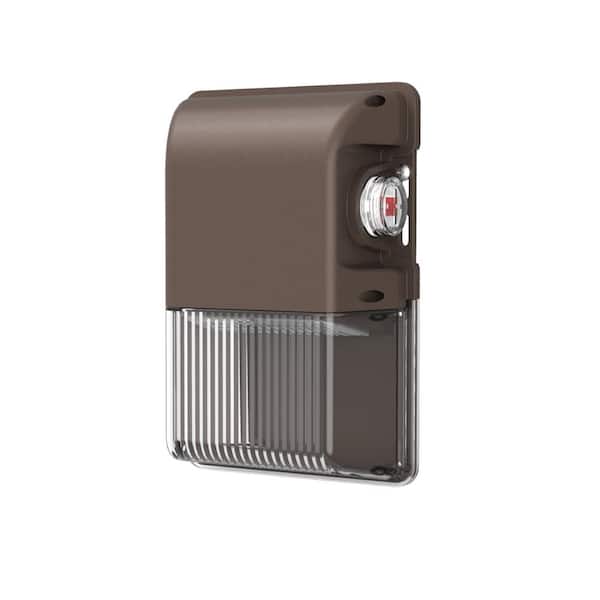 EarthTronics 100-Watt Equivalent Integrated LED Black Dusk to Dawn Mini Wall Pack Light, Selectable Lumens, CCT 3000K to 5000K