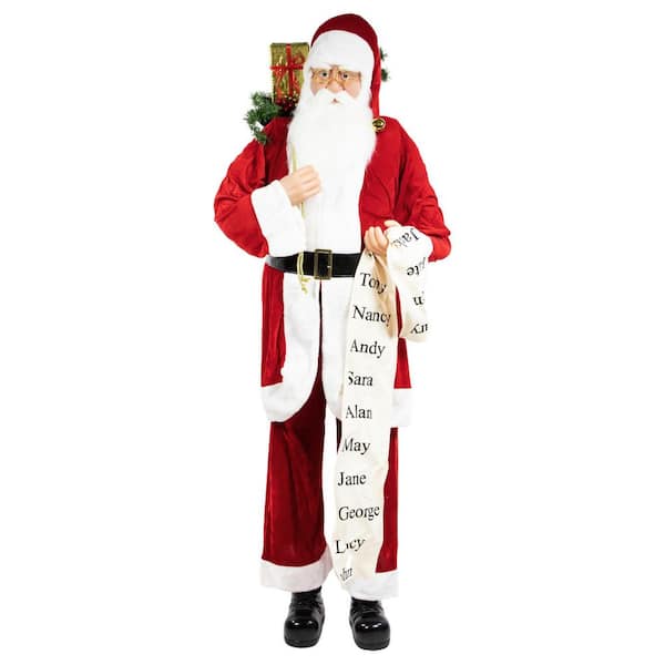 72 in. Red and White Santa Claus with Naughty or Nice List Christmas Figure