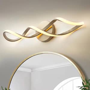 Athala Modern 1-Light Gold Dimmable Wall Sconce Spiral Linear Bathroom Vanity Light Integrated LED 3000K Warm Light