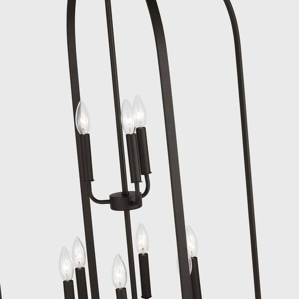 Generation Lighting - Loretto 9-Light Midnight Black Transitional Dimmable Lantern Chandelier