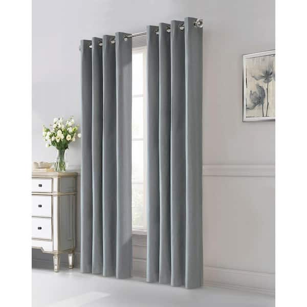 THERMALOGIC Edison Blue 52 in. W x 84 in. L Grommet Total Blackout Curtain Panel