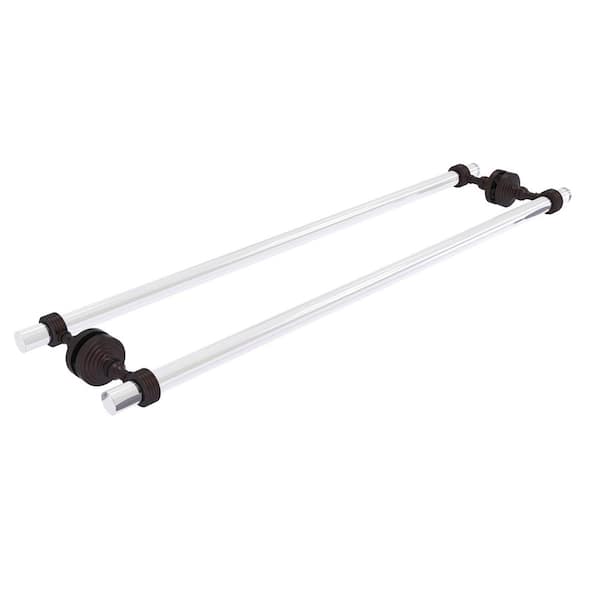 Pacific Grove Collection 30 in. Over-the-door Double Towel Bar in Antique Bronze with Groovy Accents