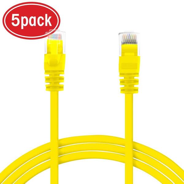 GearIt 15 ft. RJ45 Cat5e Ethernet LAN Network Patch Cable - Yellow (5-Pack)