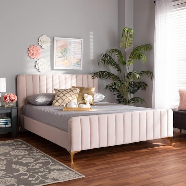 Baxton Studio Nami Light Pink Queen Platform Bed 174 11185 HD