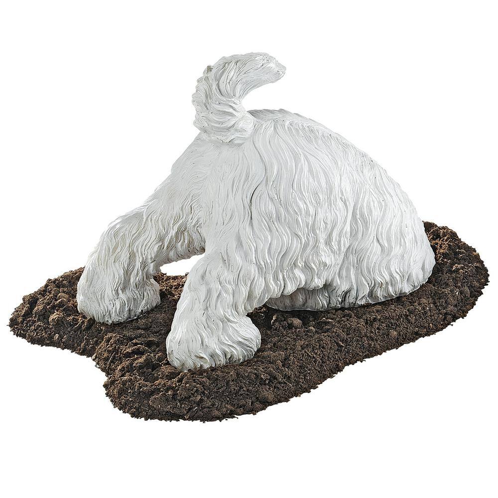 White Resin Highland Terrier Digging Dog Statue
