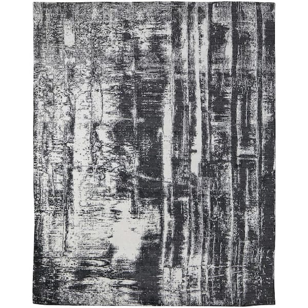 8 ft. x 10 ft. Black and Gray Abstract Hand Woven Area Rug